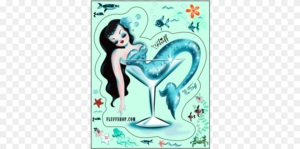 Martini Mermaid Sticker Miss Fluff Mermaid, Publication, Comics, Book, Person Free Transparent Png