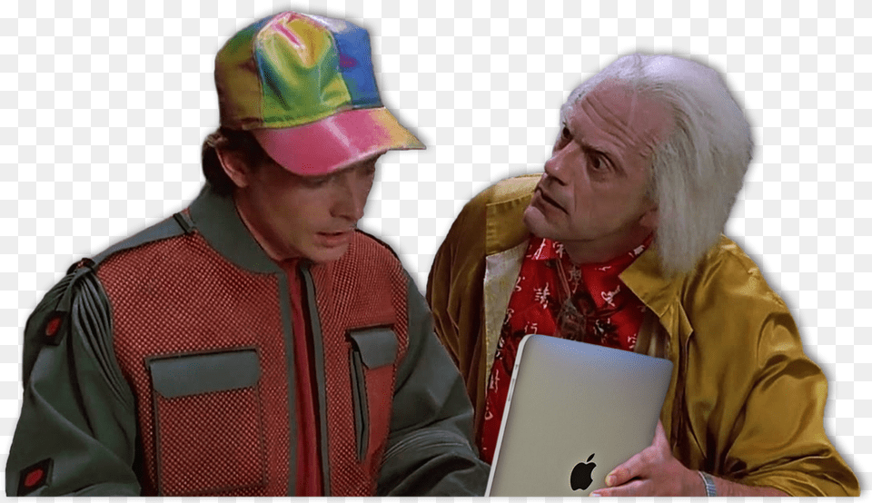 Marty Mcfly Dr Emmett Brown, Hat, Laptop, Pc, Electronics Free Png