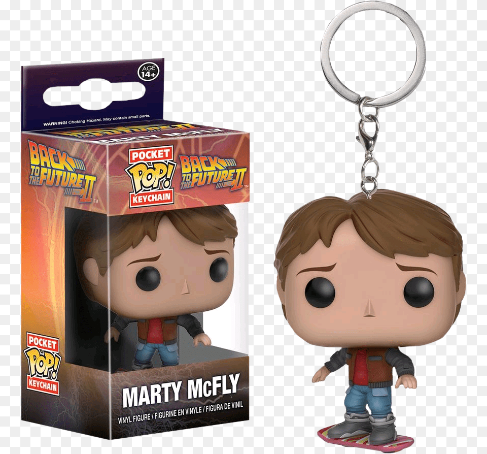 Marty Mcfly With Hoverboard Pocket Pop Vinyl Keychain Pocket Pop Marty Mcfly, Baby, Person, Face, Head Free Png Download