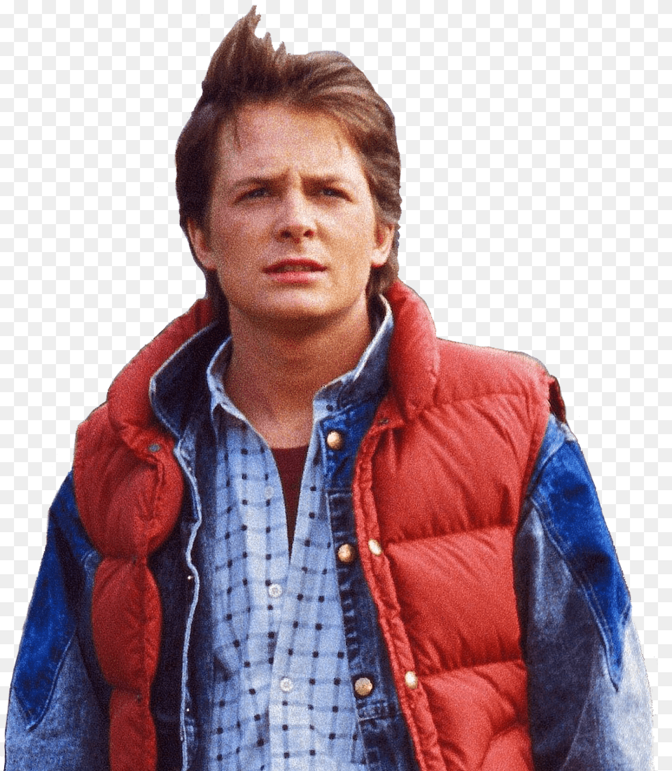 Martymcfly Backtothefuture 80saesthetic 80s Michael J Fox, Vest, Clothing, Coat, Face Png Image