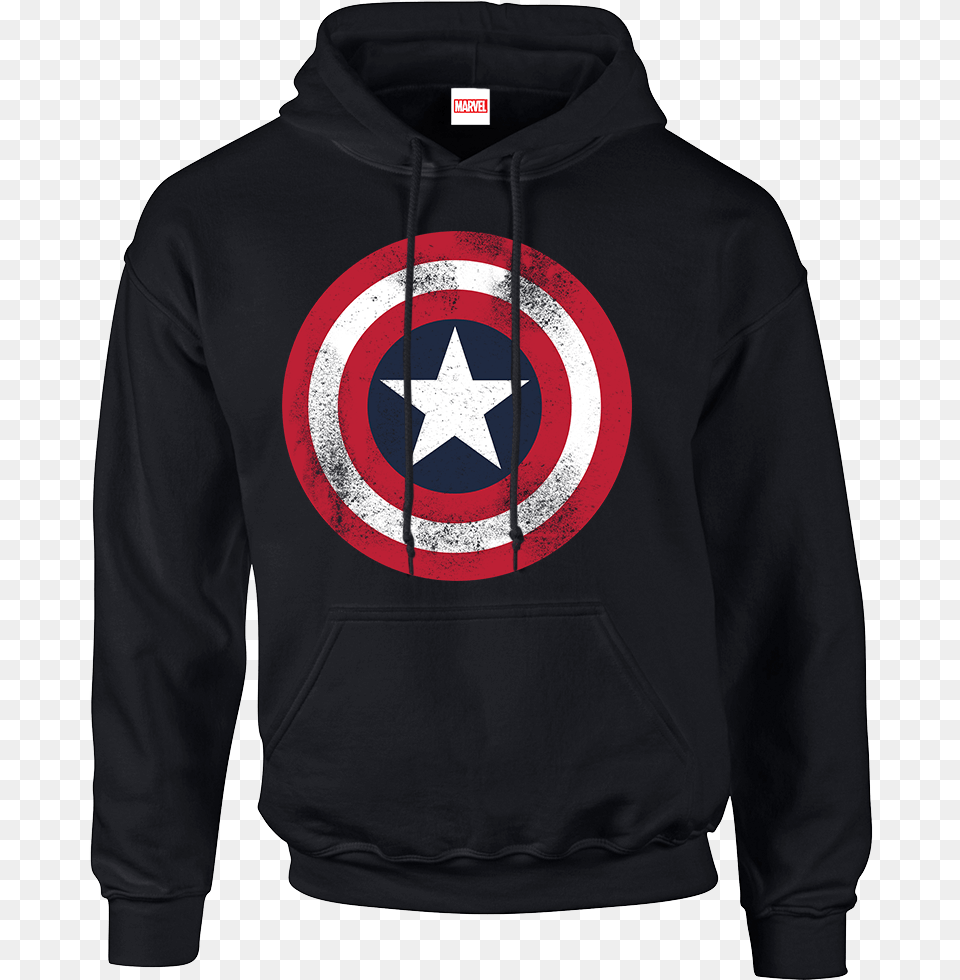 Marvel Avengers Assemble Captain America Distressed Captain America Hoodie, Clothing, Knitwear, Sweater, Sweatshirt Png Image