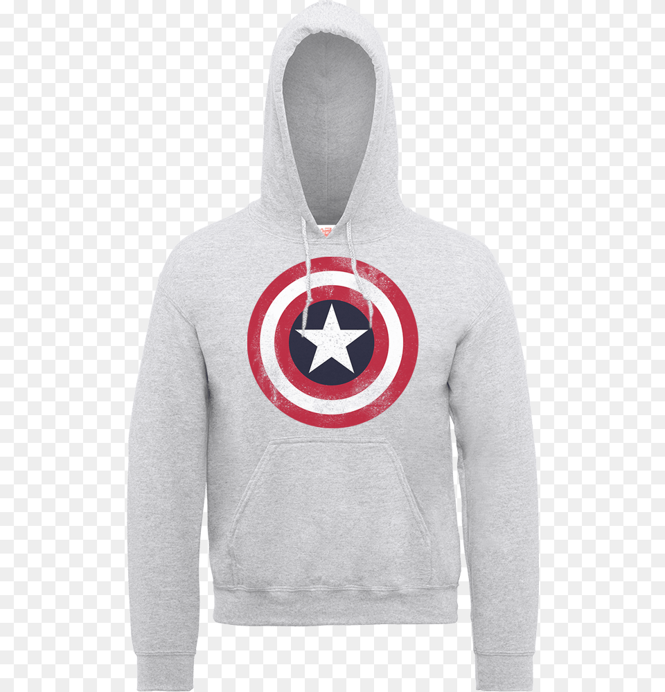 Marvel Avengers Assemble Captain America Distressed Captain America Symbol, Sweatshirt, Clothing, Hood, Hoodie Png Image