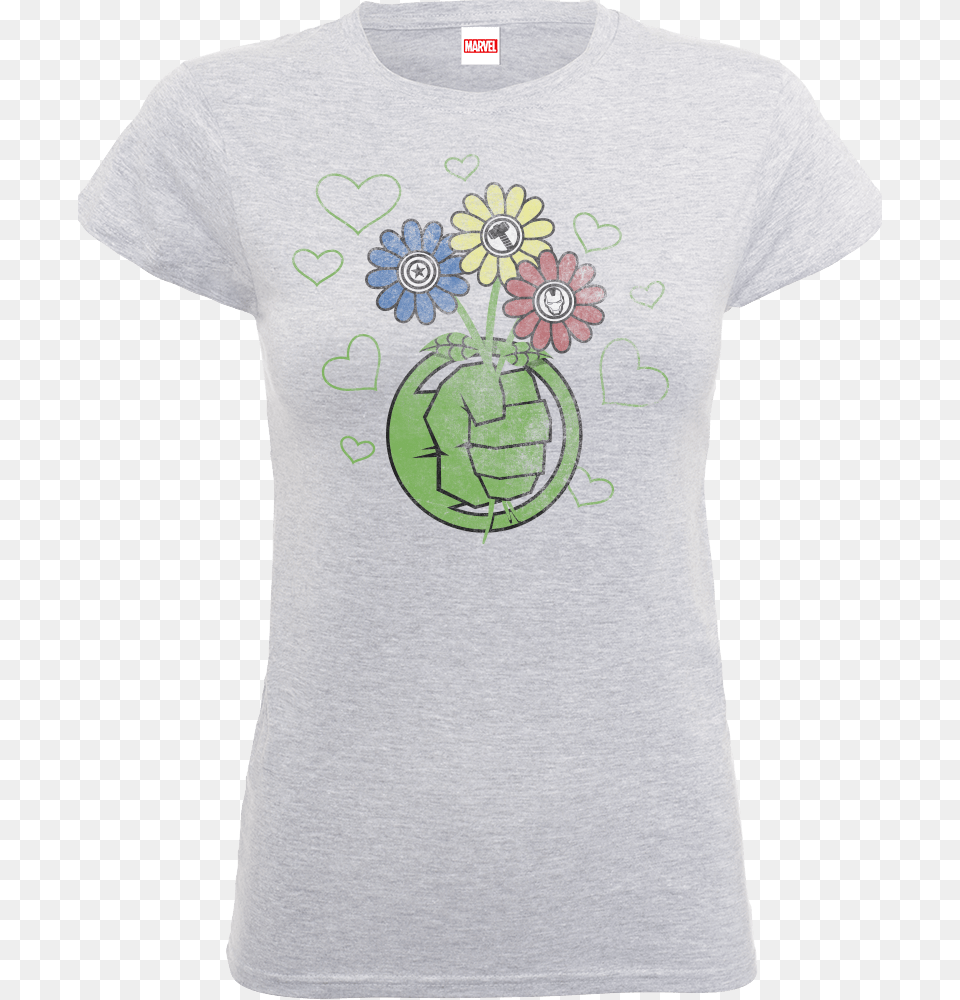 Marvel Avengers Hulk Flower Fist Women S T Shirt Active Shirt, Clothing, T-shirt Free Png Download