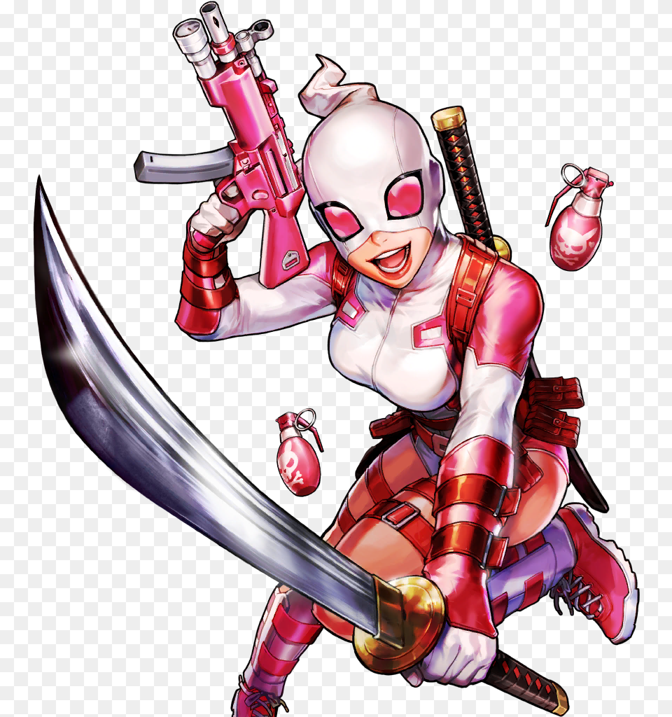 Marvel Battle Lines Gwenpool, Adult, Weapon, Sword, Person Free Transparent Png