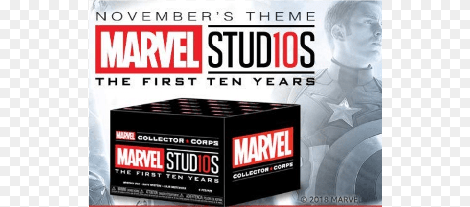 Marvel Collectors Corps Marvel Studios 10th Anniversary Marvel Heroes 2015, Scoreboard, Box, Advertisement, Person Free Png