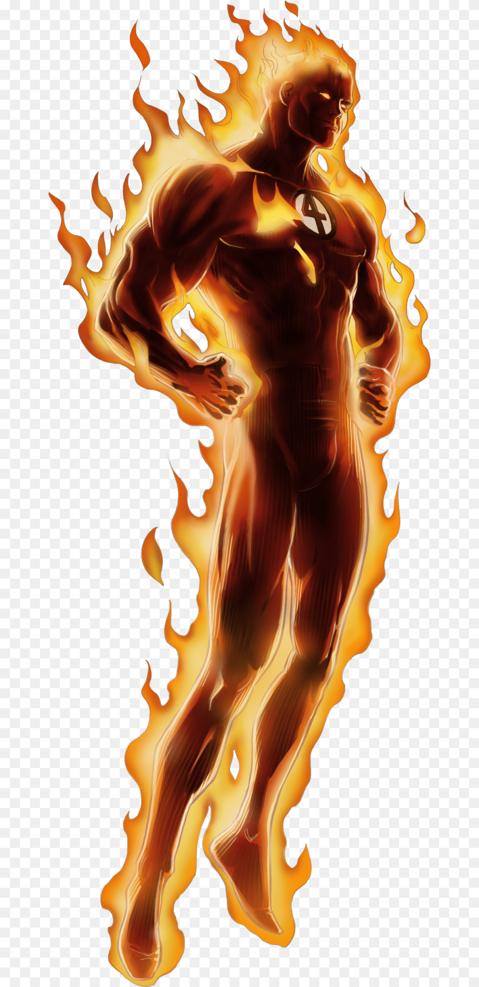 Marvel Comics Human Torch, Fire, Flame, Adult, Male Png Image