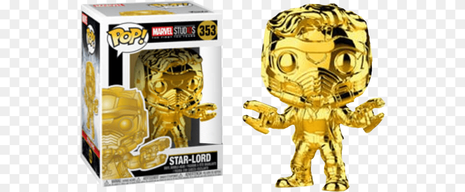 Marvel Funko Pop Star Lord Gold Chrome 353 Star Lord Chrome Funko, Treasure, Alien, Animal, Dinosaur Free Transparent Png