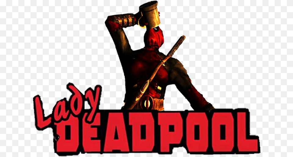 Marvel Heroes At Skyrim Lady Deadpool Logo, People, Person, Adult, Male Png Image