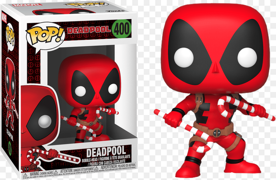 Marvel Holiday Pop With Christmas Candy Canes Vinyl Funko Pop Deadpool Holiday, Robot, Toy Free Png