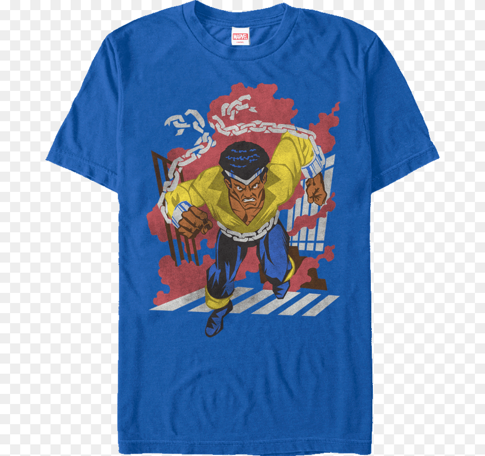 Marvel Luke Cage Chain T Shirt Cartoon, Clothing, T-shirt, Person, Face Png