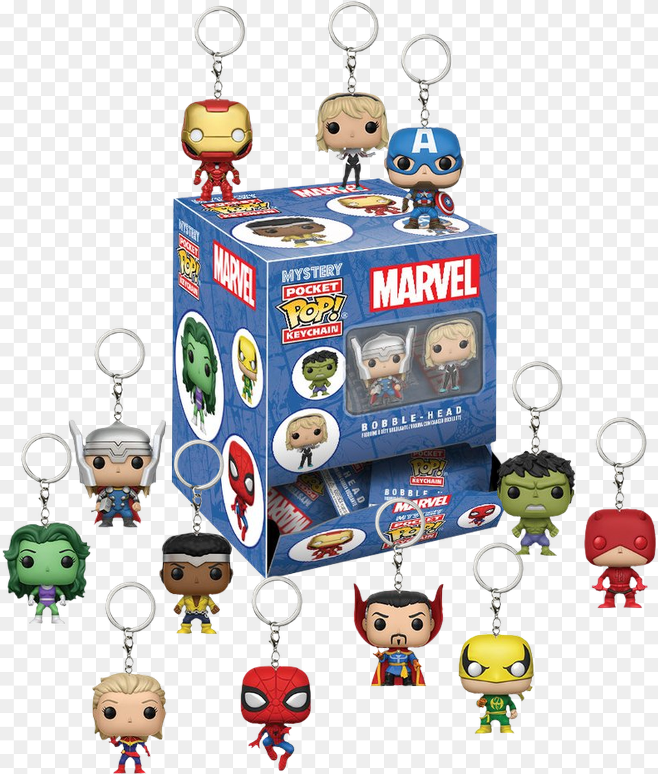 Marvel Mystery Pocket Pop Key Chains Funko Pocket Pop Marvel, Accessories, Doll, Earring, Jewelry Free Transparent Png