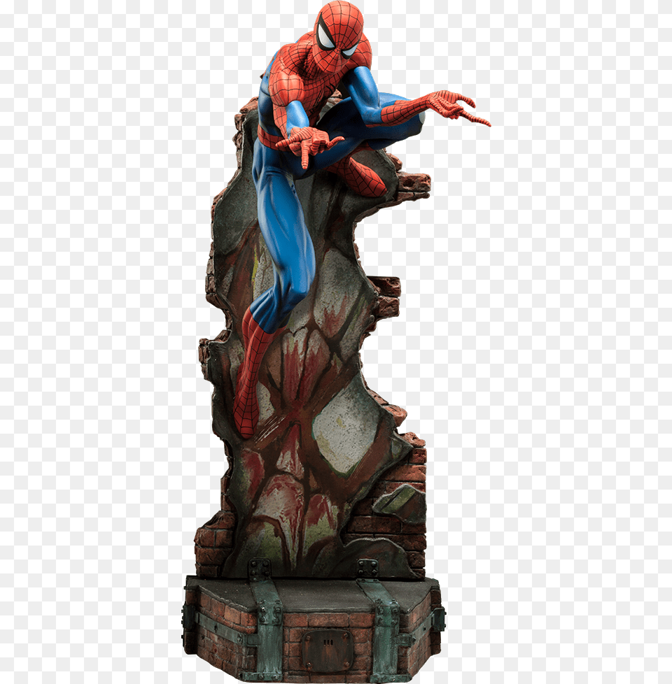 Marvel Polystone Statue Spider Man Spiderman Scott Campbell Statue, Figurine, Adult, Female, Person Free Transparent Png