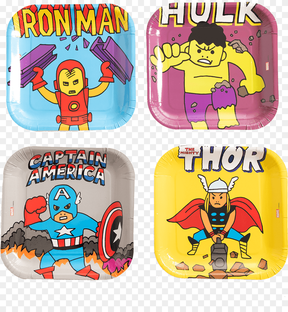 Marvel Pop Comic Square Plates Cartoon, Baby, Person, Meal, Lunch Free Png