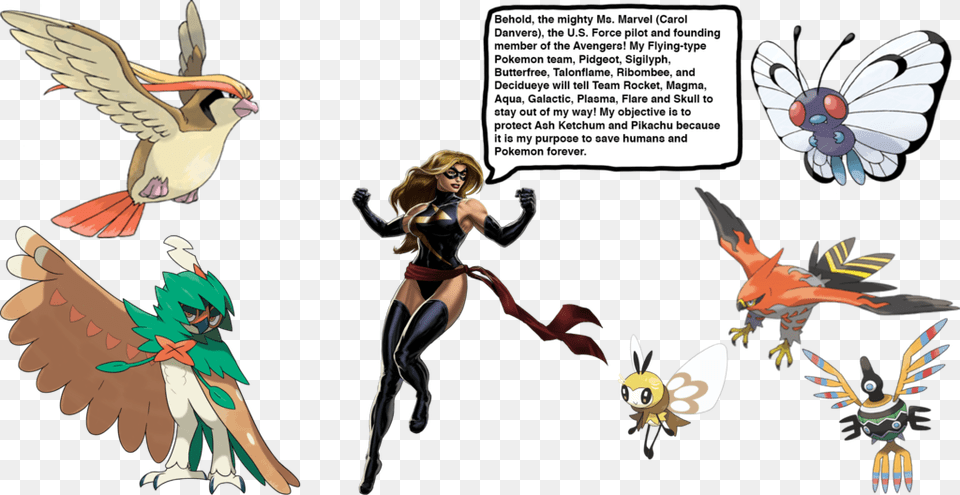 Marvel S Pokemon Team By Darthranner83 Carol Danvers Ms Marvel, Adult, Publication, Person, Female Png