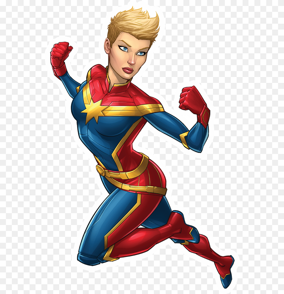 Marvel Starter Sticker 02 Captainmarvel Carol Danvers, Book, Clothing, Comics, Costume Free Png