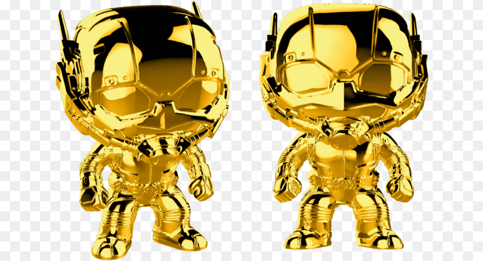 Marvel Studio The First 10 Years Ant Man Chrome Funko Ant Man Funko Pop Chrome, Gold, Glass, Person, Treasure Png Image