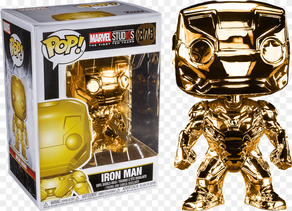 Marvel Studios The First Ten Years Iron Man Gold Chrome Funko Pop Marvel First Ten Years, Treasure, Robot, Adult, Male Free Png Download