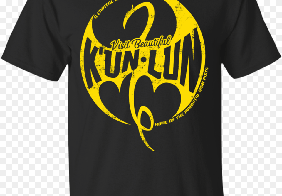 Marvel Visit Beautiful Kunlun Yellow Version Iron Fist Active Shirt, Clothing, Logo, T-shirt, Person Free Transparent Png