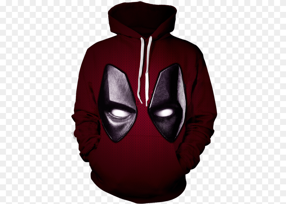 Marvel Wade Wilson Deadpool Red Suit Mask Costume 3d Lamb Of God Flag Hoodie, Clothing, Hood, Knitwear, Sweater Free Png