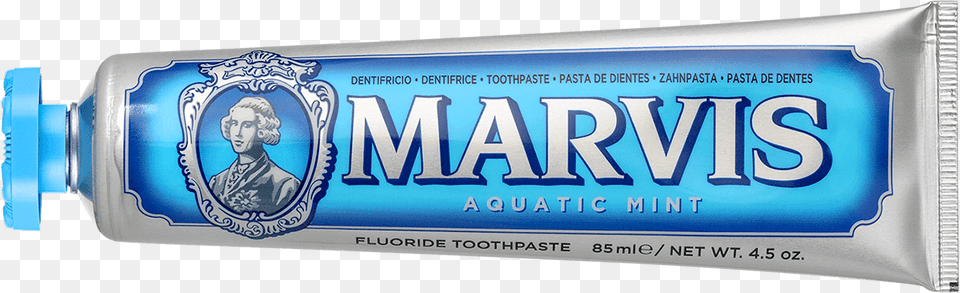 Marvis Aquatic Mint Toothpaste Marvis Toothpaste, Person, Face, Head, Bottle Free Png