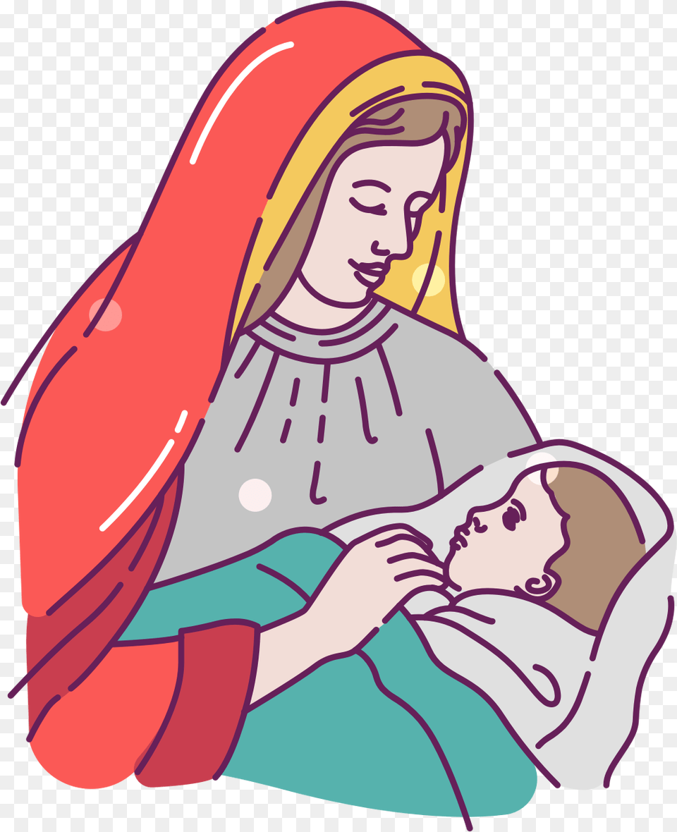 Mary And Baby Jesus Clipart, Person, Face, Head Png Image