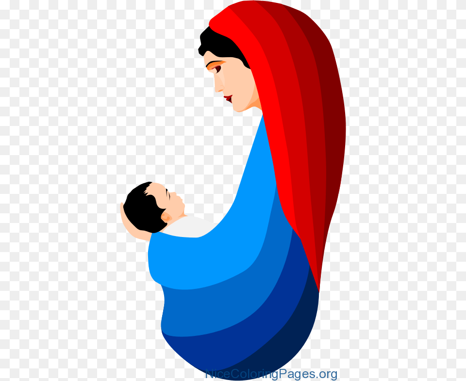 Mary And Jesus Clipart Nice Coloring Pages For Kids, Adult, Female, Person, Woman Free Png