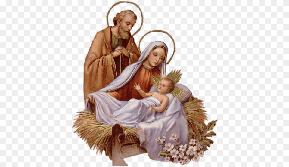 Mary Joseph And Baby Jesus, Art, Painting, Adult, Person Free Png Download