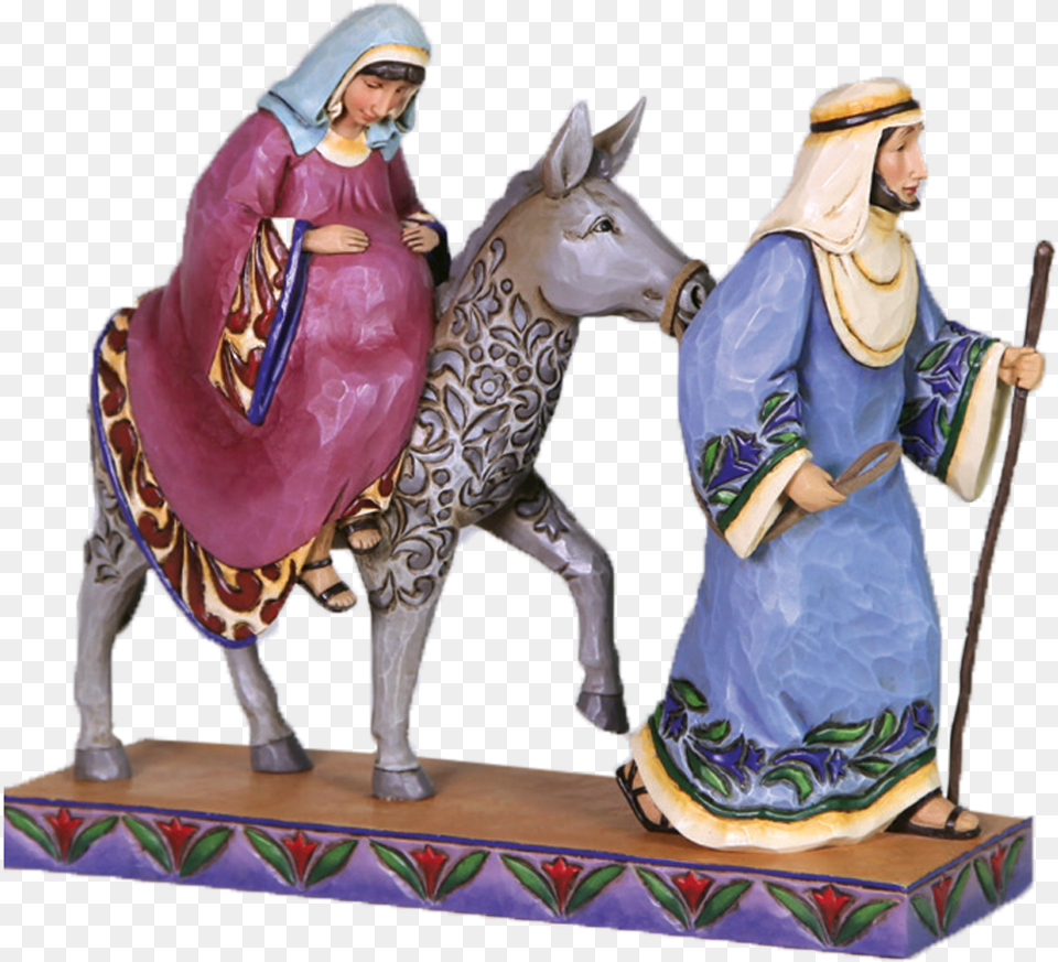 Mary On The Donkey, Figurine, Adult, Person, Woman Free Transparent Png