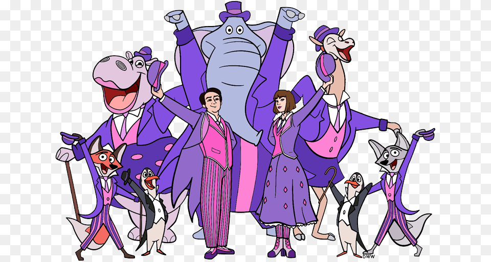 Mary Poppins Jack Animals Performing At Royal Doulton Cartoon, Purple, Publication, Book, Comics Png