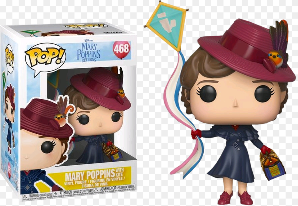 Mary Poppins Returns Mary Poppins With Kite Funko, Toy, Doll, Hat, Clothing Free Png Download