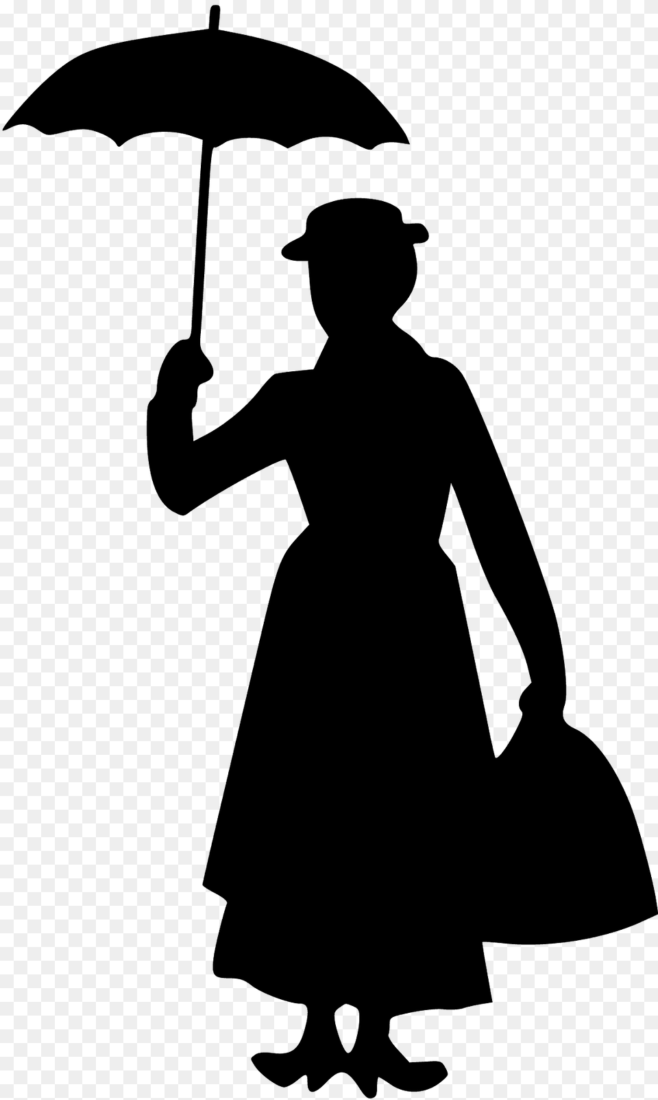 Mary Poppins Silhouette, Adult, Female, Person, Woman Free Transparent Png