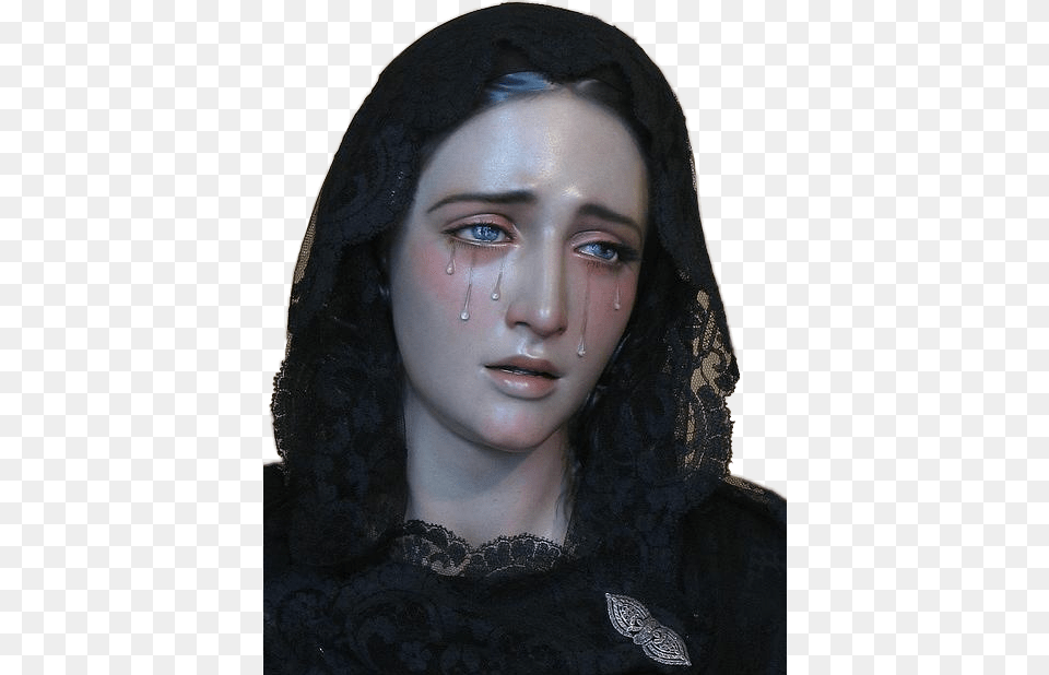 Mary Virginmary Religion Crying Aesthetic Tumblr Maria Santisima De La Victoria, Face, Head, Person, Photography Png