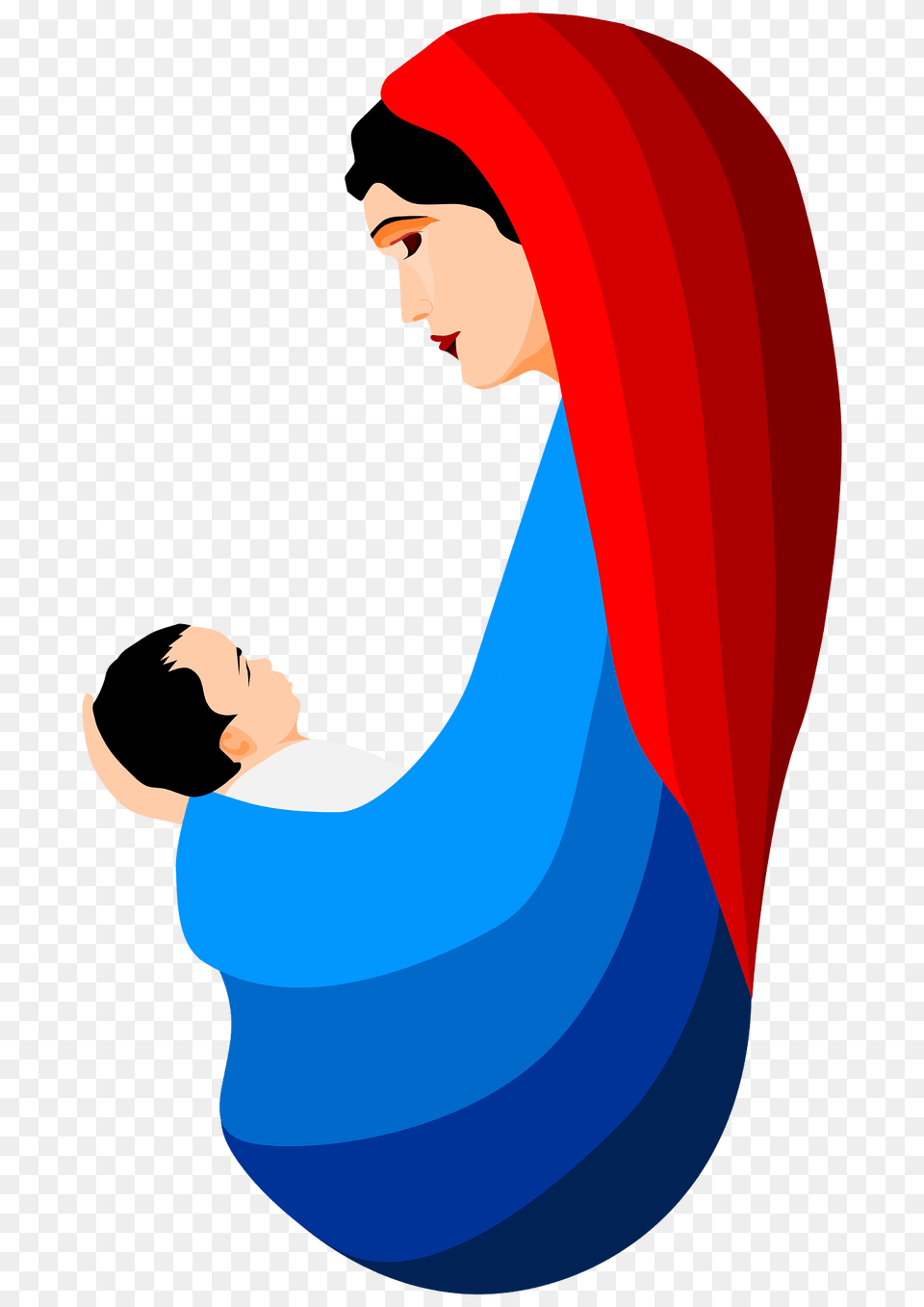 Mary With Baby Jesus Clipart, Adult, Female, Person, Woman Png