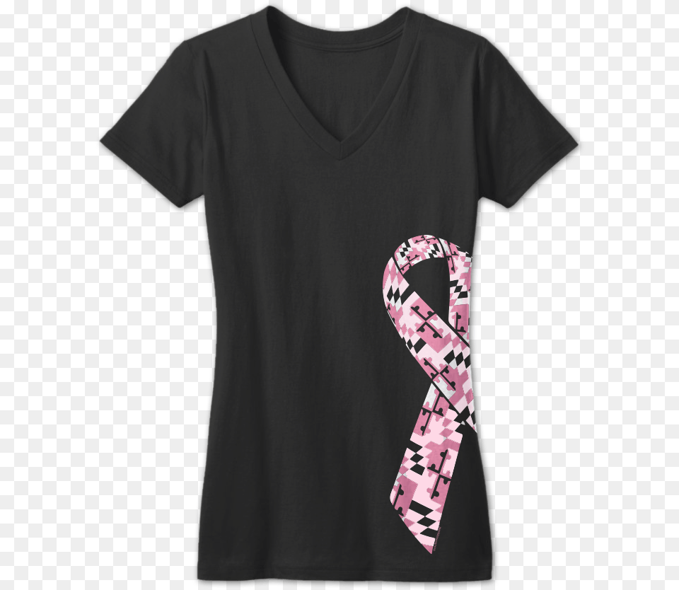 Maryland Breast Cancer Ribbon Awareness Junior Cut Shirt, Accessories, Clothing, Formal Wear, T-shirt Png Image