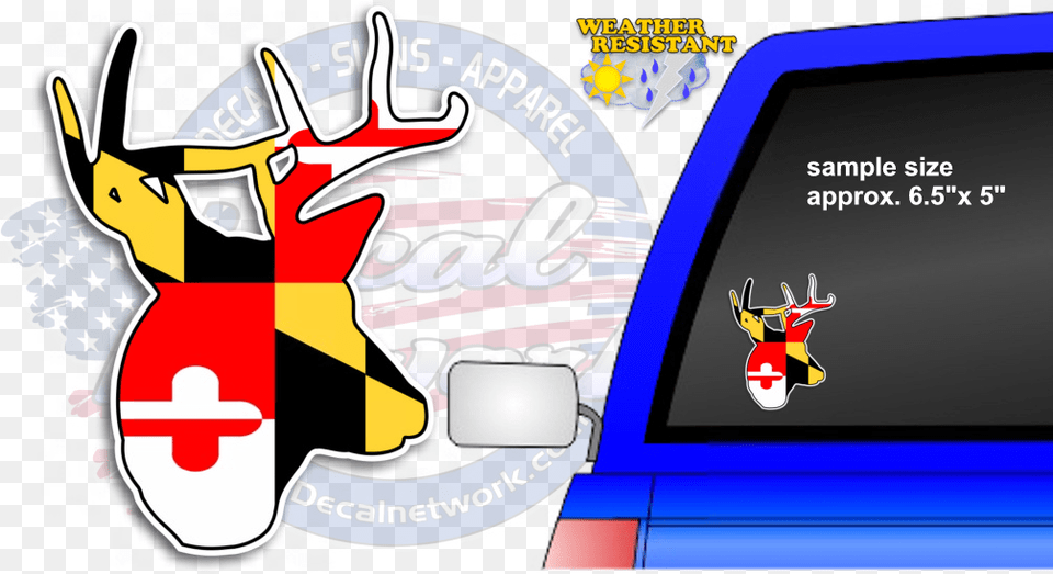 Maryland Flag Deer Buck Head Car Vinyl Decal Video Game Console, Logo, Dynamite, Weapon, Symbol Free Transparent Png