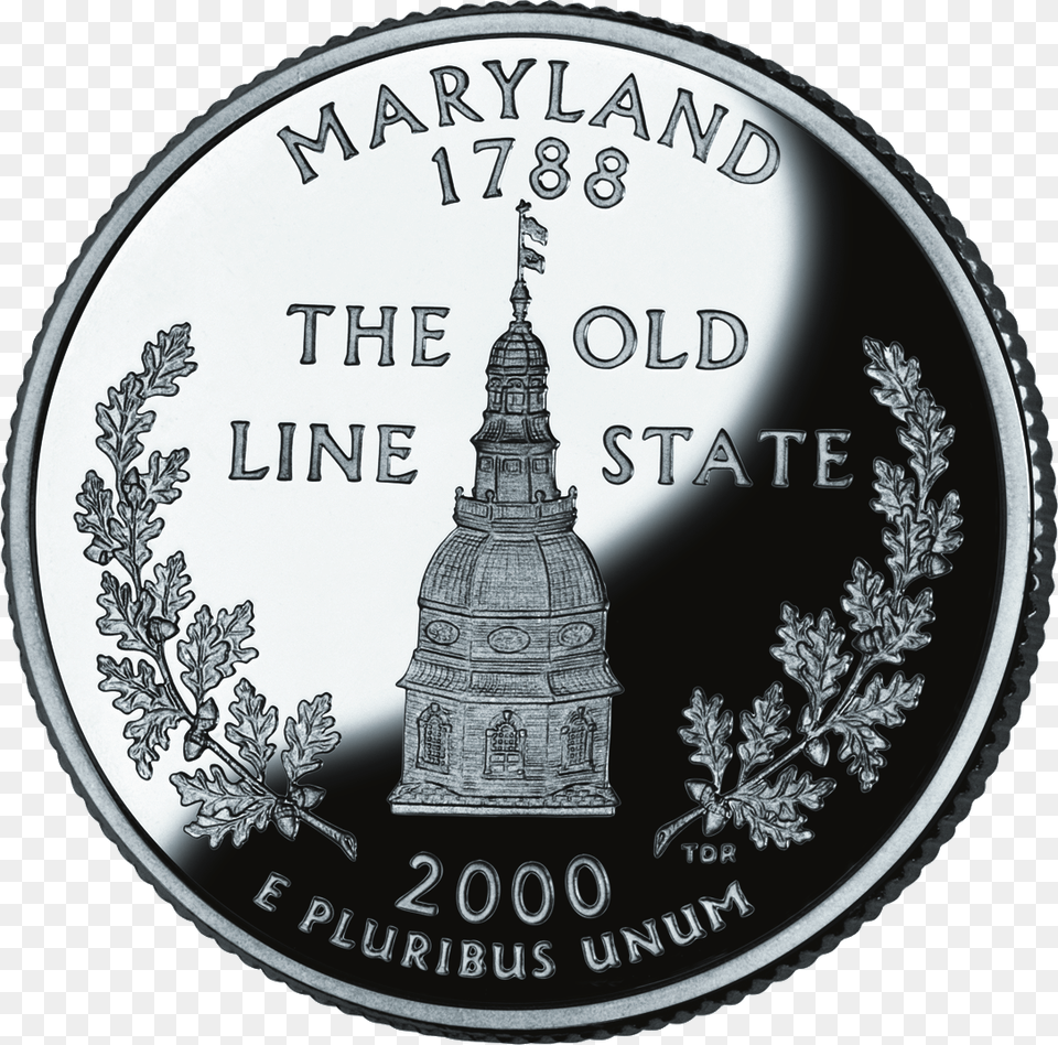 Maryland State Quarter Maryland Nicknames Old Line State, Coin, Money, Silver Png Image