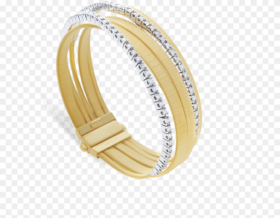 Masai Tennis Bracelet In 18k Yellow Gold With Diamonds Five Wedding Ring, Accessories, Jewelry, Diamond, Gemstone Free Png