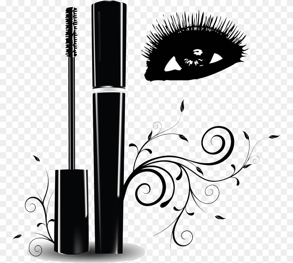 Mascara Vector Makeup Brush Clipart Black And White, Cosmetics Free Png Download