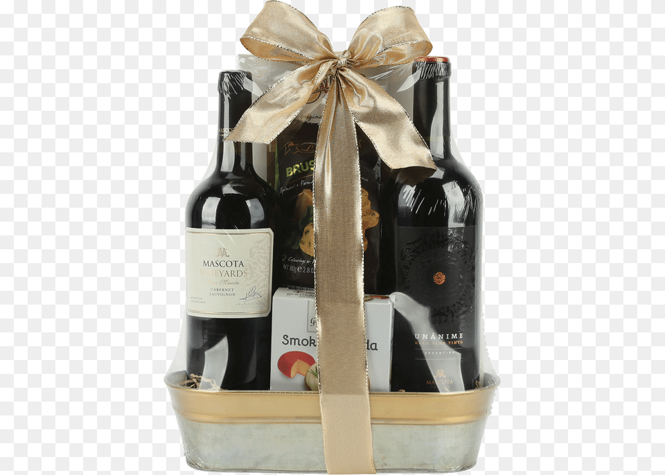 Mascota Gift Basket Mishloach Manot, Alcohol, Beverage, Bottle, Liquor Png Image