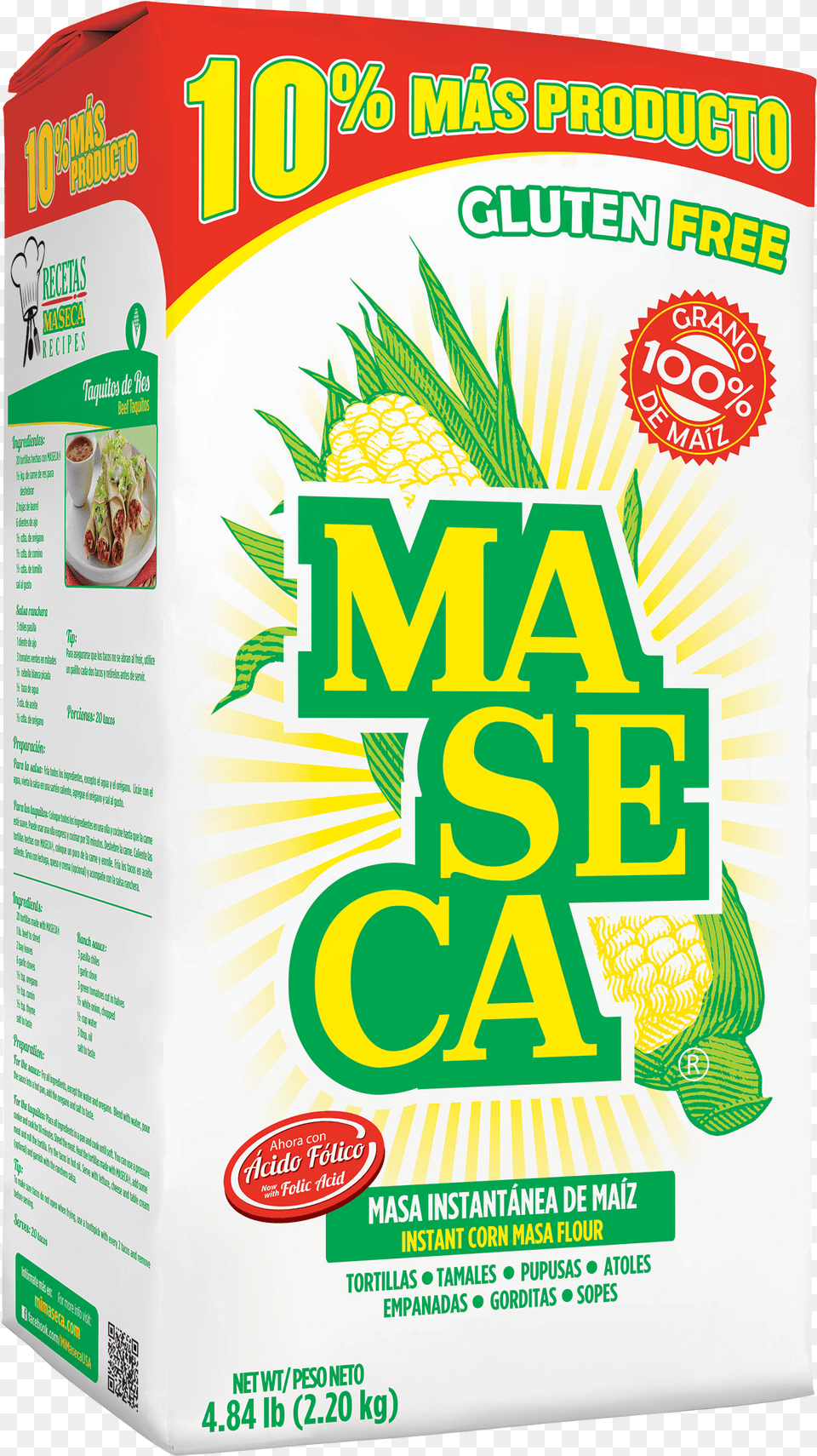 Maseca Corn Flour 10 More Flour Maseca, Advertisement, Poster, Plant, Herbs Free Transparent Png