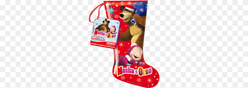 Masha And The Bear Mini Stocking 50 G Masha And The Bear Christmas, Gift, Hosiery, Clothing, Person Png Image