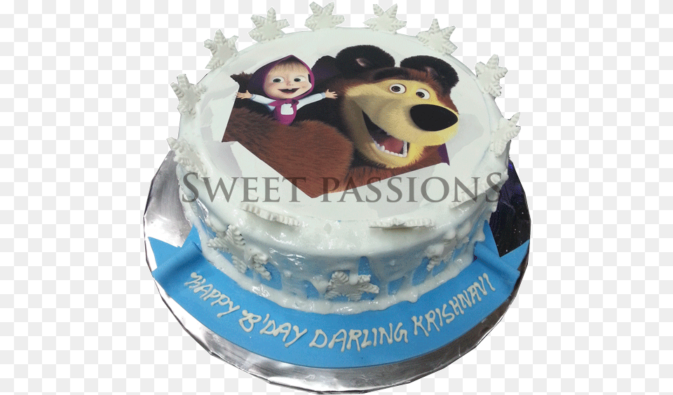 Masha Bear Photo Cake Design Masha And The Bear Cake, Birthday Cake, Cream, Dessert, Food Png Image