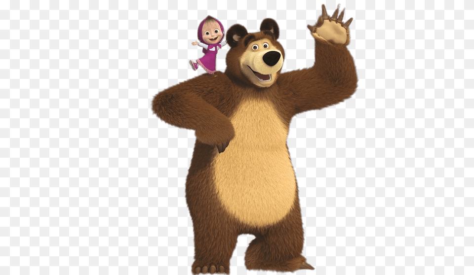 Masha On Bears Shoulder, Animal, Bear, Mammal, Wildlife Free Png Download