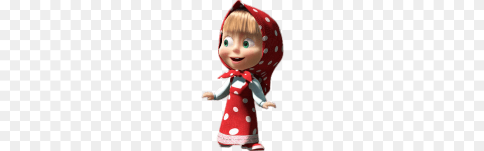 Masha Wearing Red Polka Dot Dress, Doll, Toy, Baby, Person Png