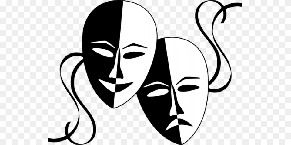 Mask Clipart Drama Black And White Drama Mask, Stencil, Adult, Female, Person Png Image