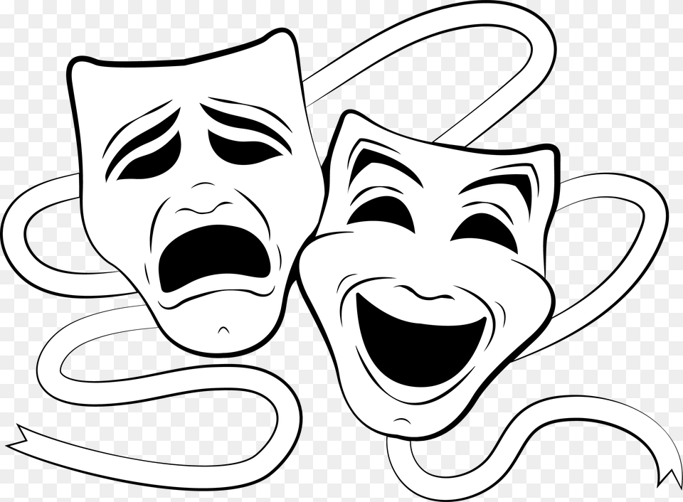 Mask Clipart Musical Theatre Theatre Masks Black And White, Stencil, Baby, Face, Head Png Image