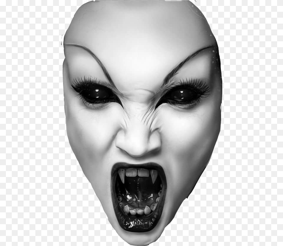 Mask Evil Dark Horror Vampire Women Black And White Female Vampire, Head, Person, Adult, Face Free Png Download