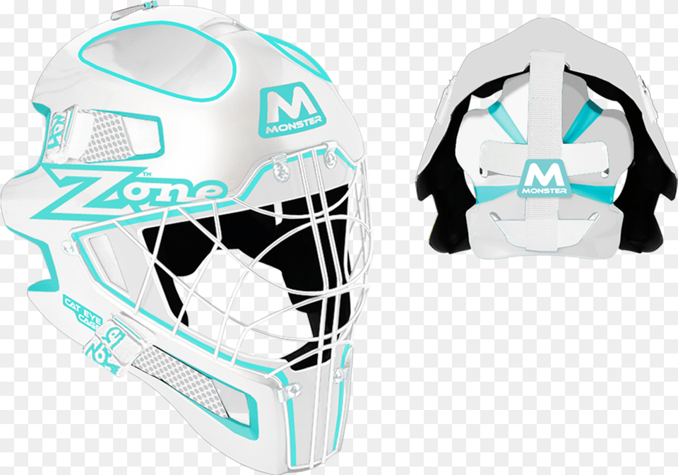 Mask Monster Cat Eye Cage White Light Turquoise Zone Floorball Helm, Crash Helmet, Helmet, American Football, Football Free Png
