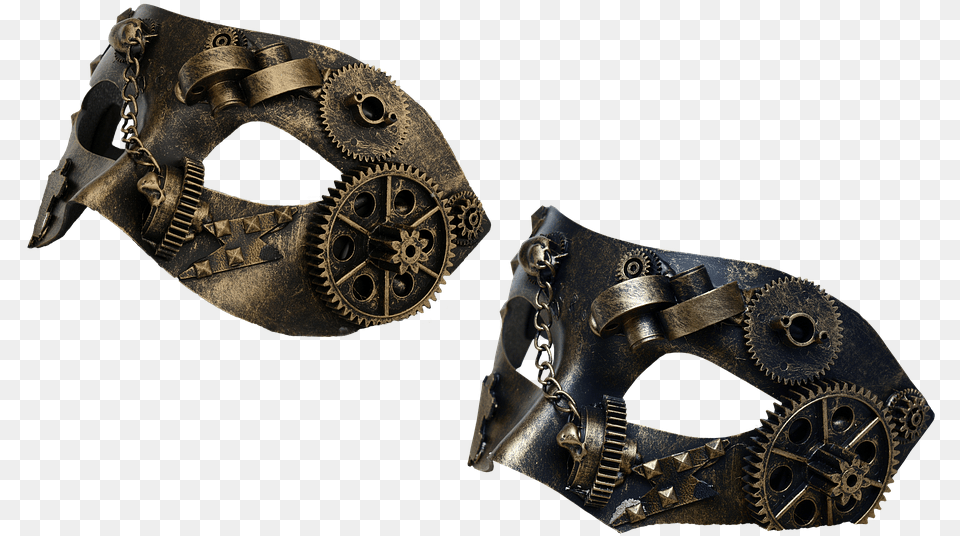 Mask Steampunk Metal Metal Mask Gears Chain Iron, Bronze, Accessories, Buckle Free Transparent Png