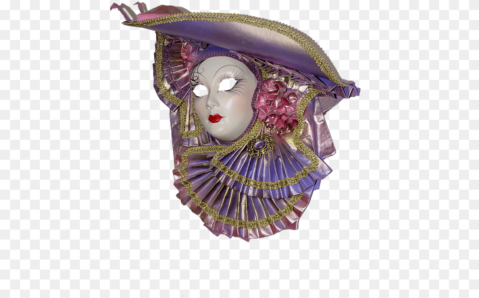 Mask Venetian Venetian Mask Carnival Masquerade Costume Hat, Clothing, Wedding, Person, Adult Png Image